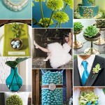 Décoration de mariage vert & bleu